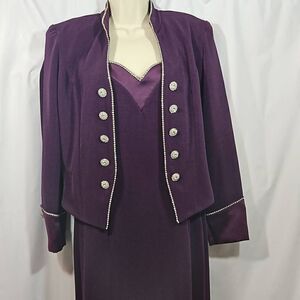 Vintage Stefanyszyn Rinestone Trim Purple Plum Long Evening Gown Size Medium Dre